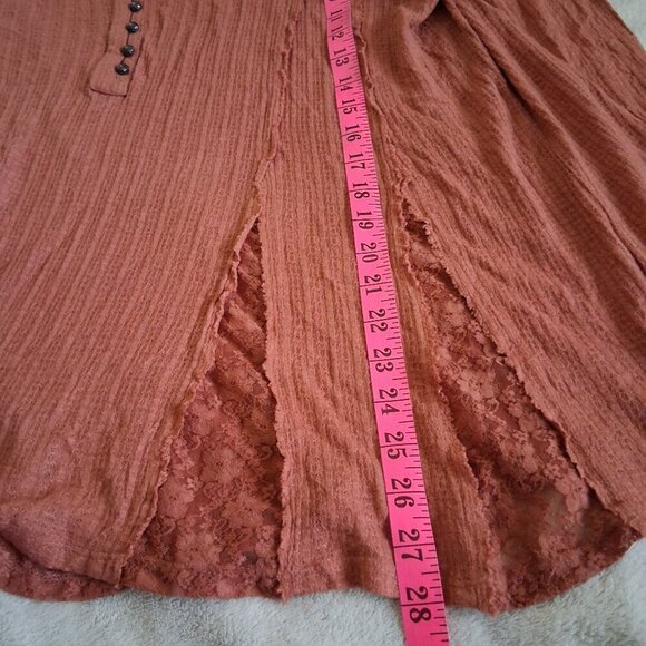Lucky Brand Women's XL Terracotta Lace Henley Swing Top - Picture 12 of 14